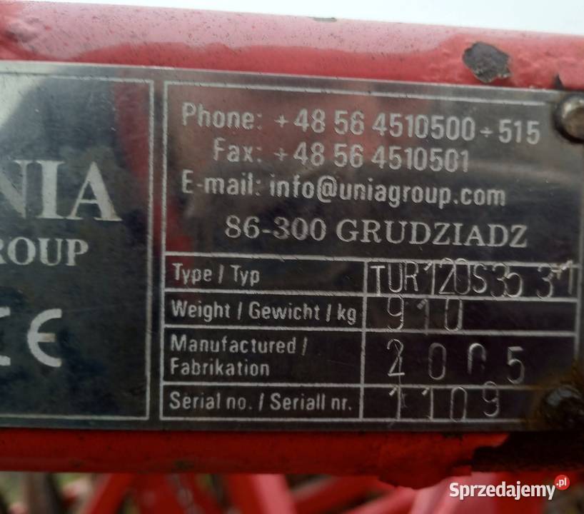 Pług zagonowy Unia tur 31 zabezpieczenia non Wybcz