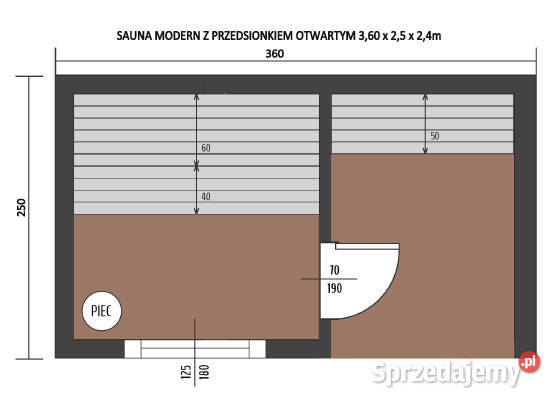 SAUNA OGRODOWA MODERN LUX 360 x 250 z Sauny