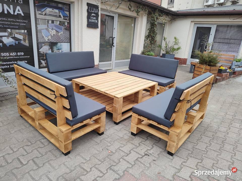 Drewniany zestaw mebli ogrodowych na wzór palet śląskie Siemianowice Śląskie sprzedam
