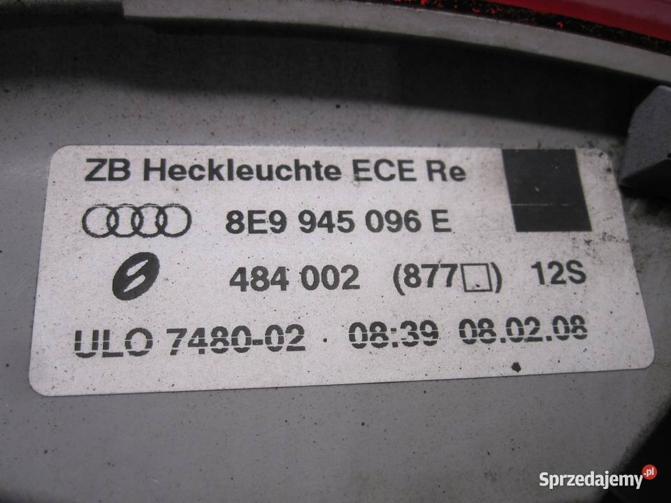 AUDI A4 B7 SLINE 08r lampa prawa tył 8E9945096E osobowe Lampy tylne Kielce
