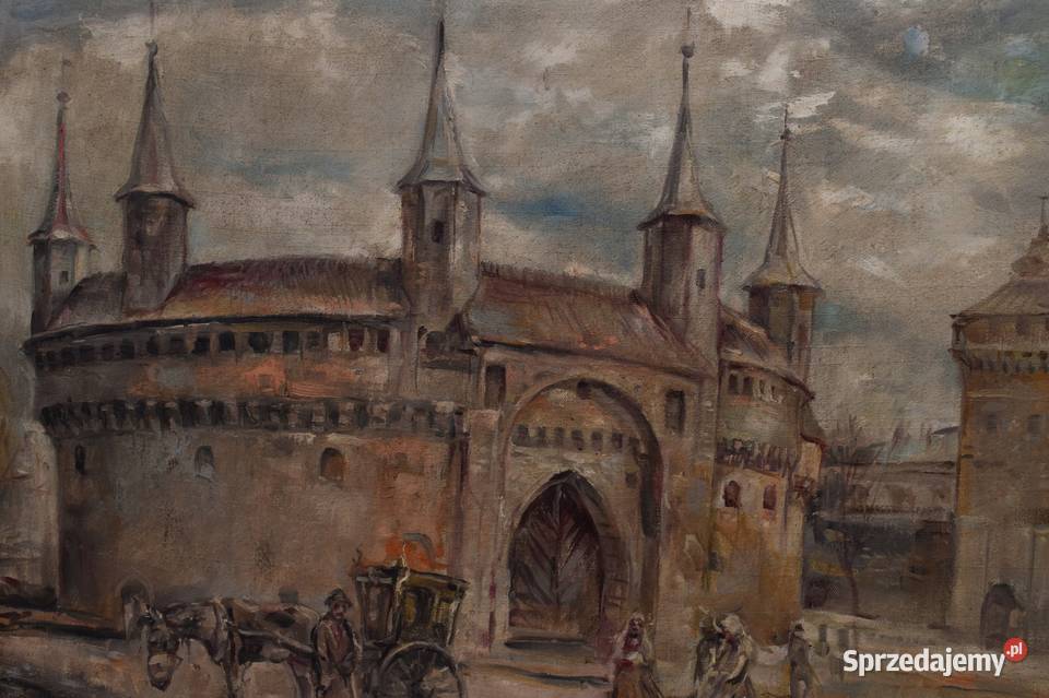 J Fałat Barbakan Rynek Krakowski Stary Polski Kraków