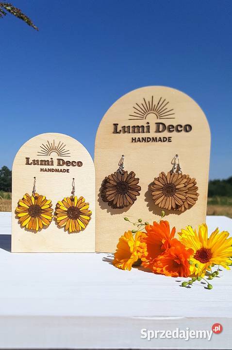 Słoneczniki drewniane kolczyki Oświęcim