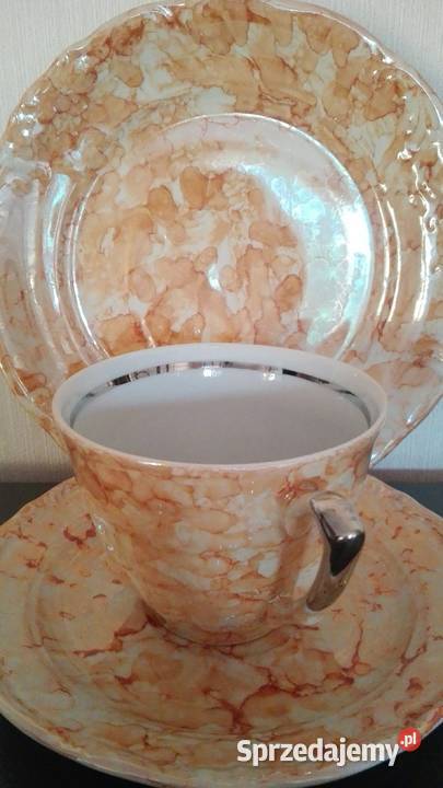 Trio porcelana Wałbrzych talerz spodek filiżanka Warpechy Stare