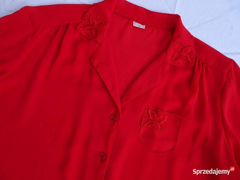 Koszula Zwiewna Hafty vintage 42 44 czerwony Nowy Sącz sprzedam