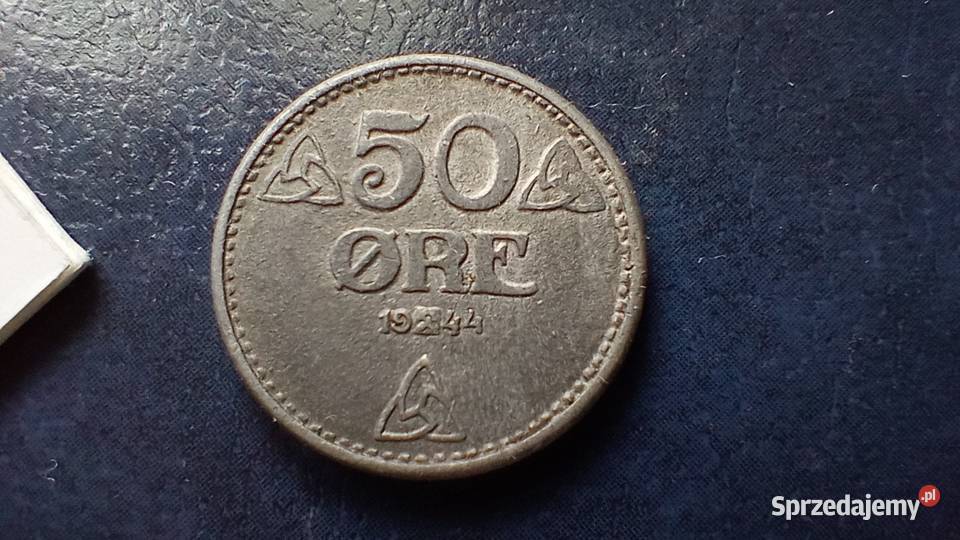 Stare monety 50 ore 1944 Norwegia Numizmatyka Lesko