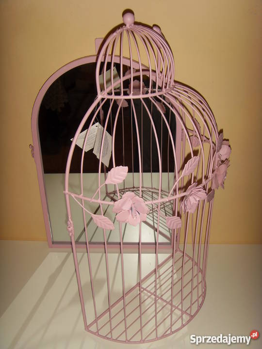 LUSTRO W KSZTAŁCIE KLATKI BIAŁE I RÓŻOWE NOWE Wrocław