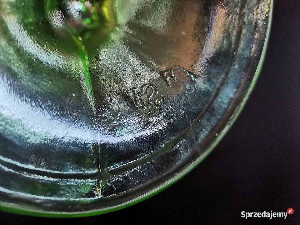 Stara zielona patera owocarka huta szkła Stryj Siemianowice Śląskie