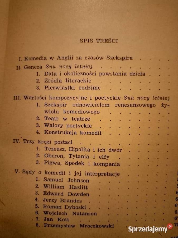 Sen nocy letniej analizy literatury księgarnia Rok wydania 1967 mazowieckie Warszawa