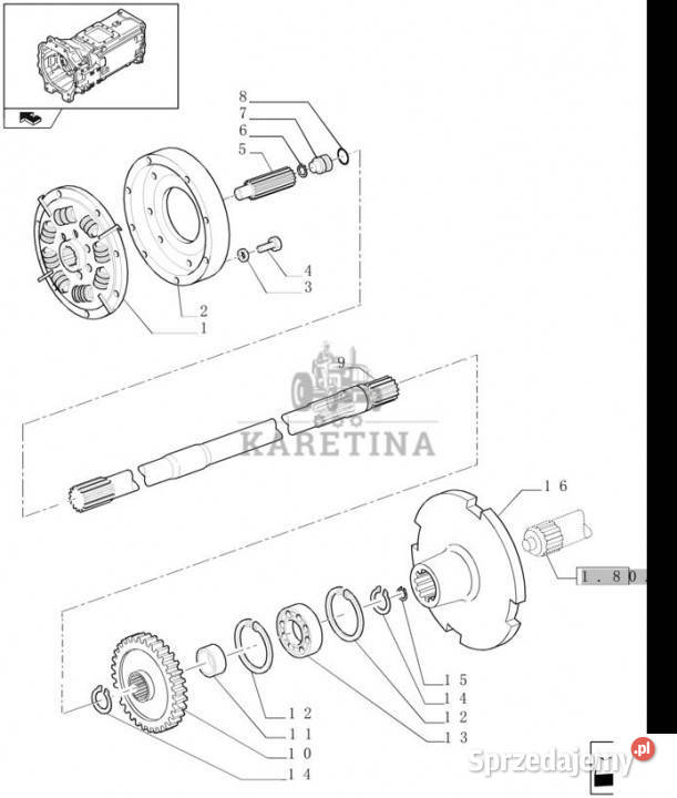 Holland T6090 Wałek 10t 22t 11t 1040mm l Jastrzębniki