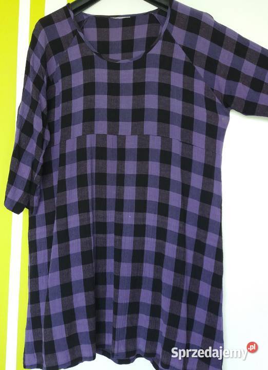 XL48 Tunika w kratkę o linii A Moda i Styl