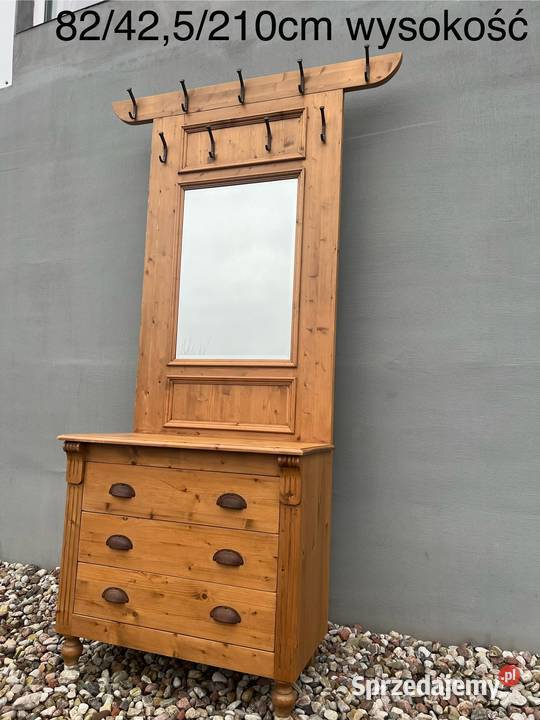 Drewniana garderoba 3w1 Lustro wieszak i komoda Ostrów Mazowiecka