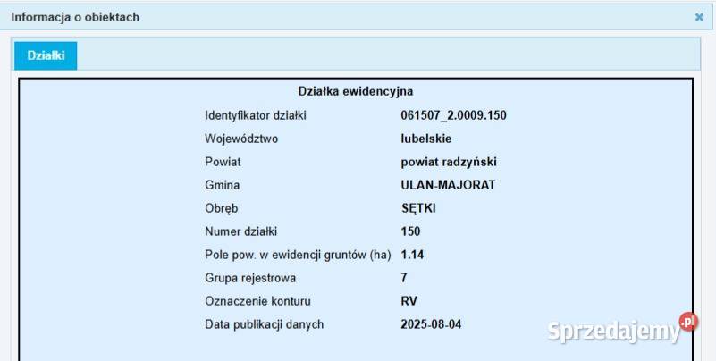 Sprzedam działkę rolną Sętki Grunty i działki