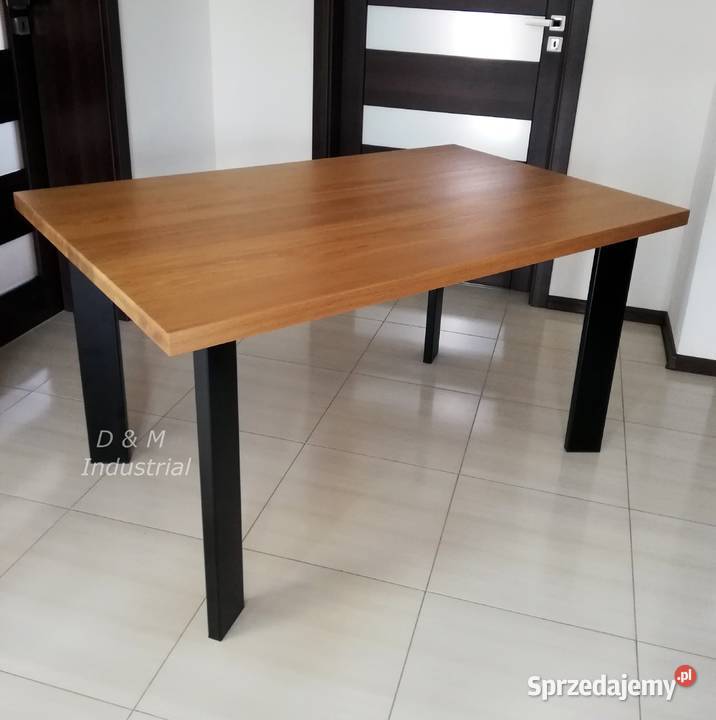 Stół dębowy metalowe nogi LOFT płozy 90 x 160 Stara Kakawa