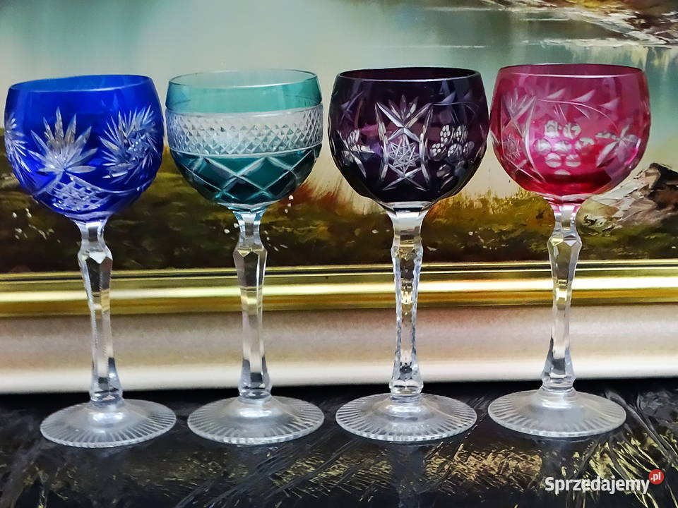 Kieliszki kryształowe kolorowe zestaw 7 sztuk Biłgoraj