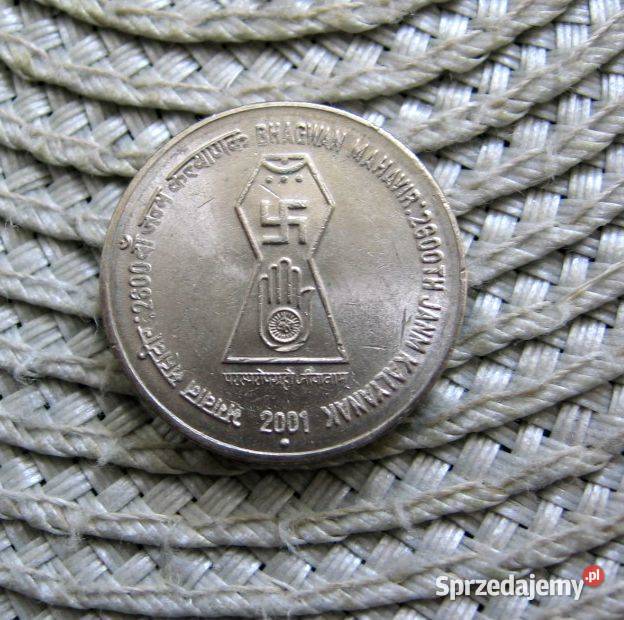 Indie 5 Rupi 2001r 2600 Rocznica Uroczin Bhacwan Kalisz