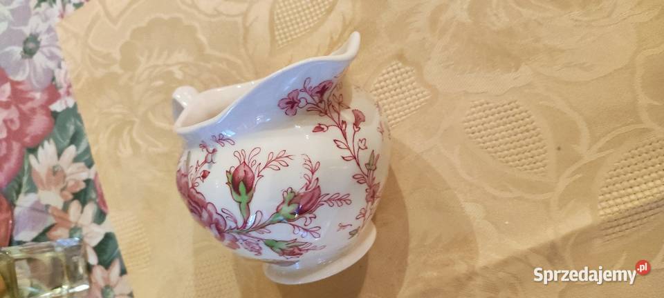 Duży mlecznik dzbanek ecru róże porcelana Anglia dolnośląskie Wrocław