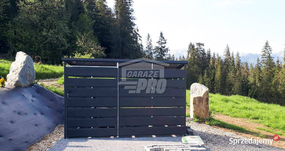 Wiata śmietnikowa 25x15m Antracyt Schowek blacha Mrągowo