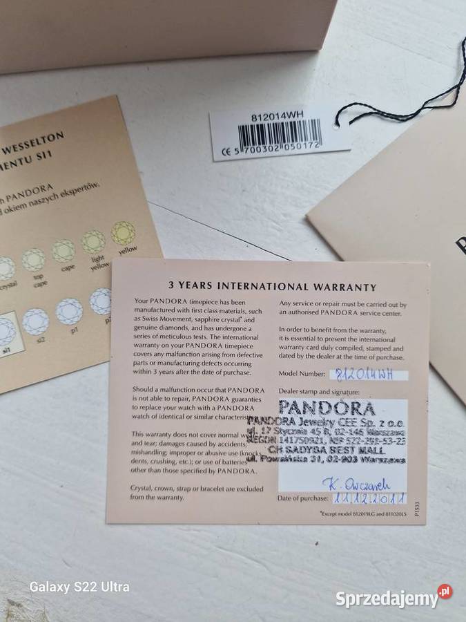 Zegarek Pandora Pure 812014WH z diamentem