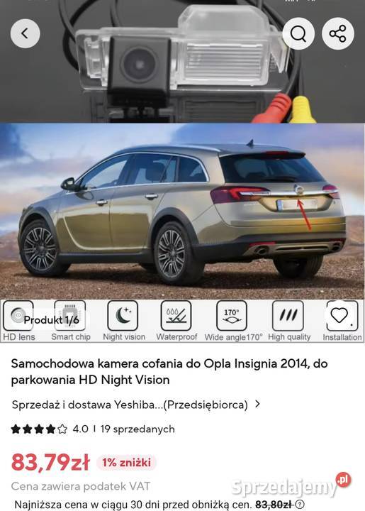Kamera tylna Opel Insignia kombi Zaczernie sprzedam