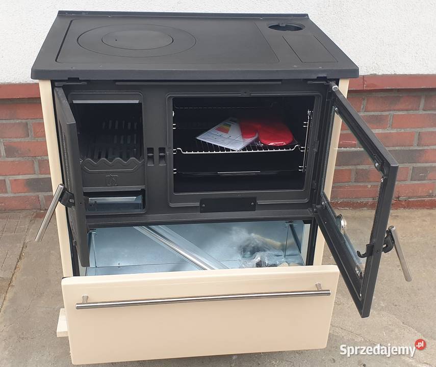 PLAMEN 850 GLAS kremowa kuchnia żeliwna na drewno Piece i kominki dolnośląskie