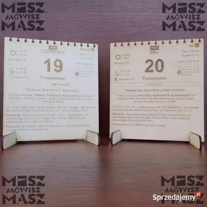 Kartka z kalendarza 17 drewno 18 40 50urodziny Racot