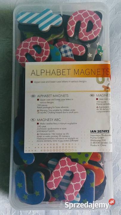 alfabet magnetyczny literki magnesy małe duże Giżycko sprzedam