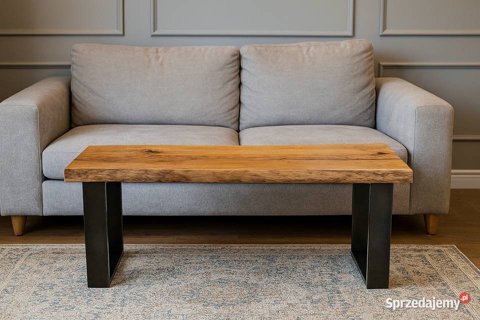 Stolik Kawowy Dębowy LOFT Ława 100 Lite Drewno 50cm Toruń