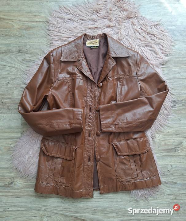 Świetna skórzana kurtka brązowa skóra naturalna