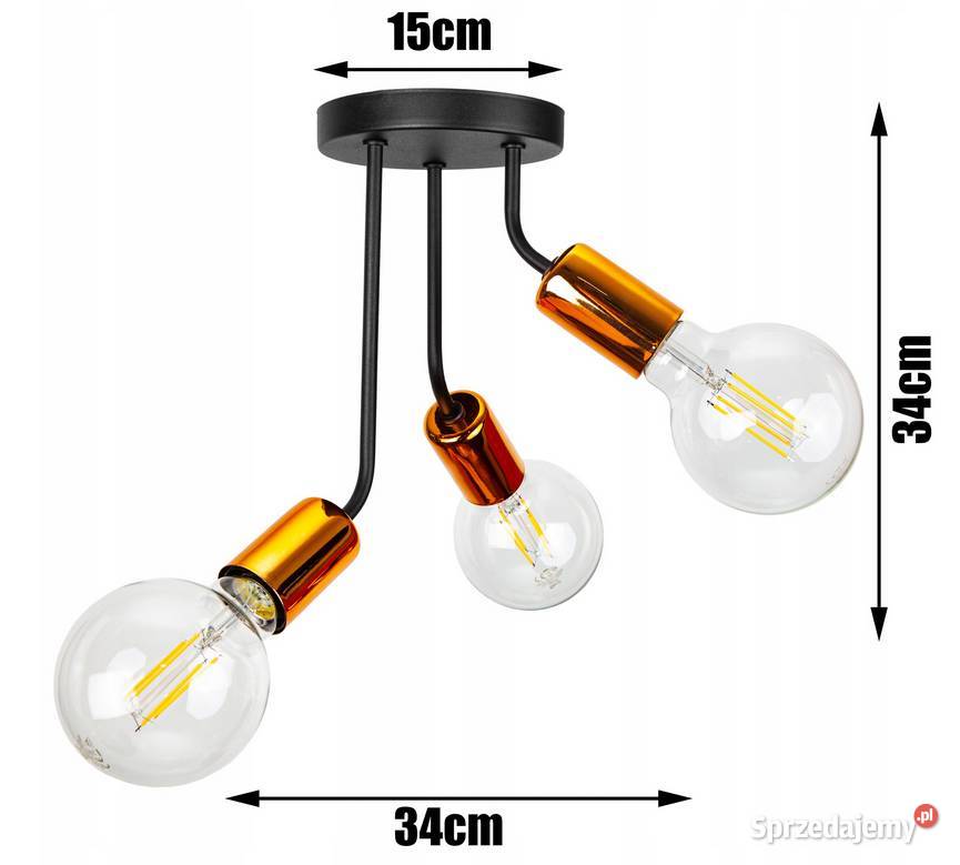 LAMPA SUFITOWA PLAFON ŻYRANDOL LOFT potrójna Choroszcz
