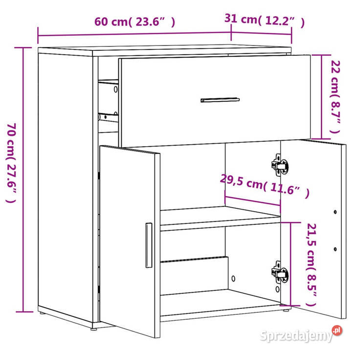 Szafka przydymiony dąb 60x31x70 materiał mazowieckie