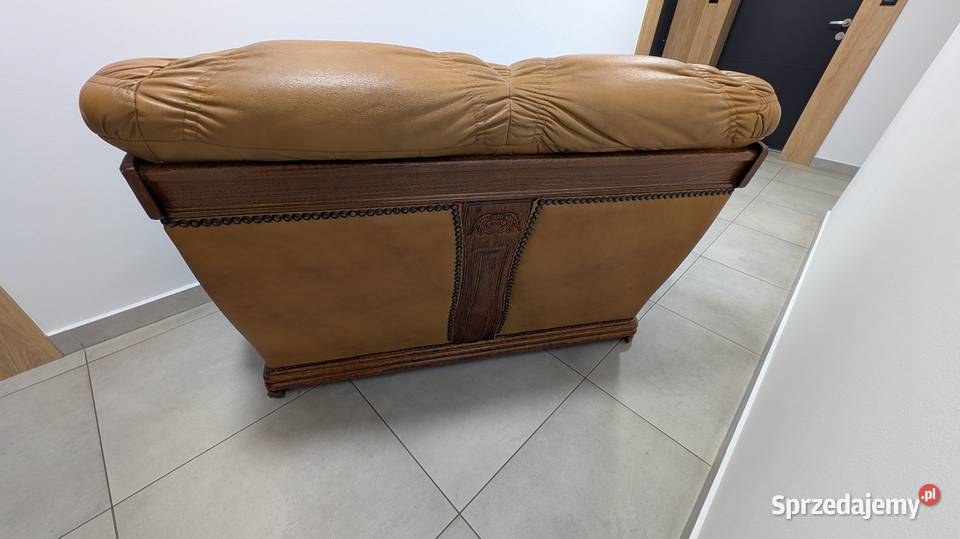 Sofa dwuosobowa skórzana 95cm