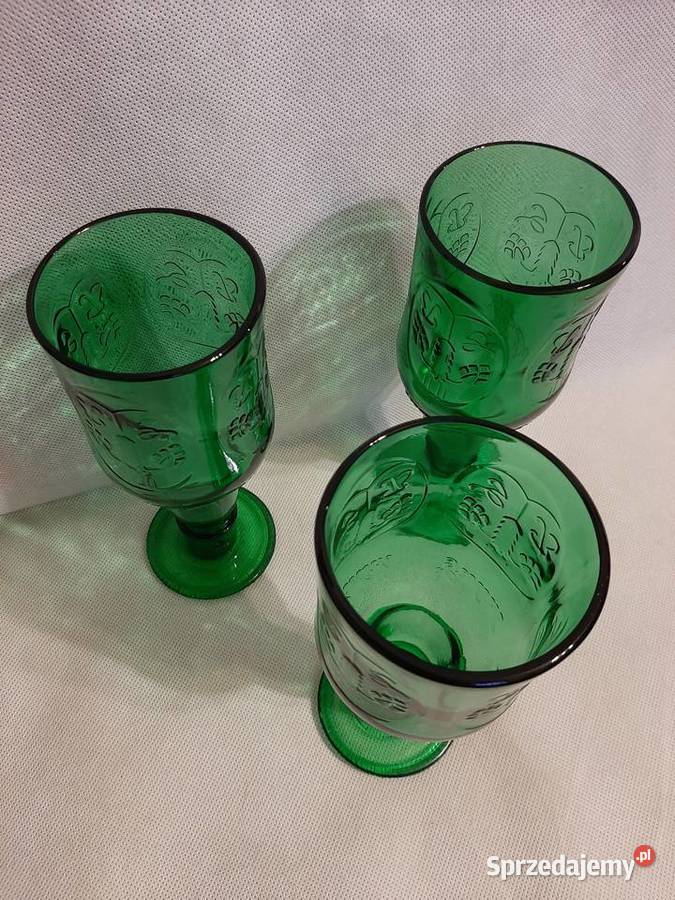 Grolsch trzy kufle do piwa zielone szkło Inowrocław