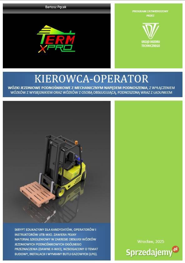 Wózki widłowe Skrypt PDF do szkoleń LPG Pytania technika, nauki techniczne Książki i Podręczniki Wrocław