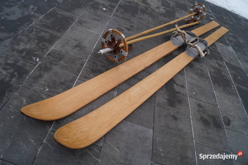 Stare narty jesionowo hikorowe 190 kijki