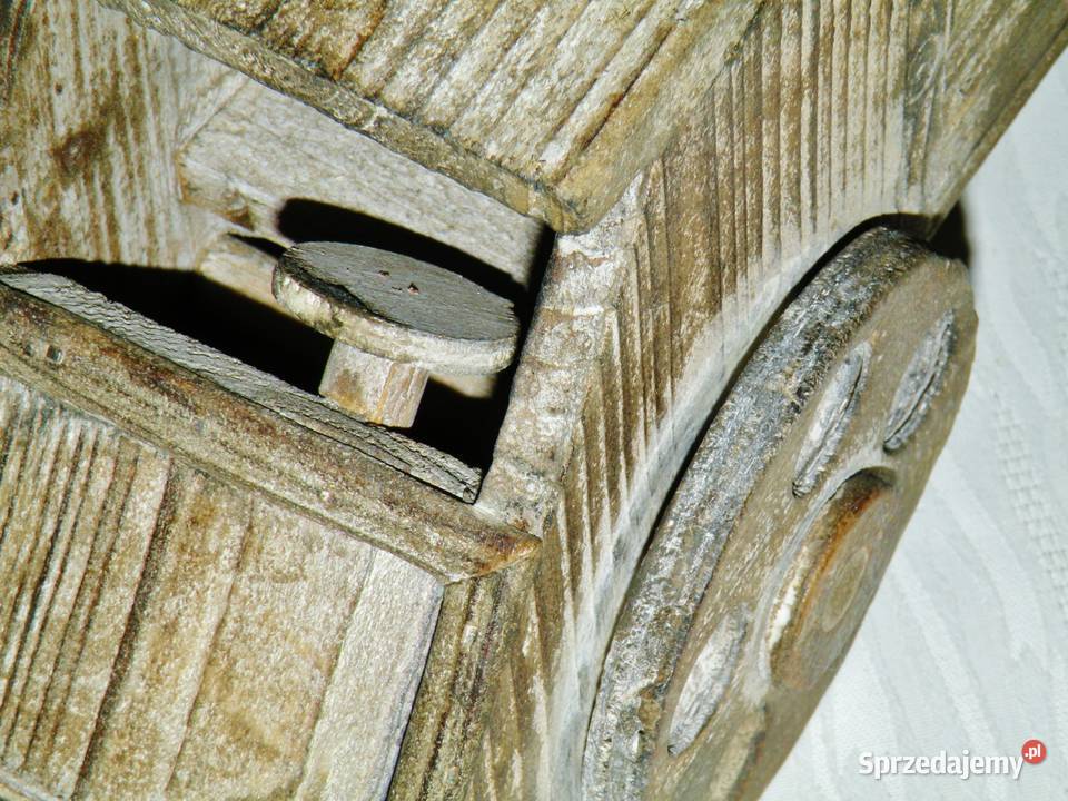 Samochód z drewna bielonego dekoracja osłonka Dom i Ogród