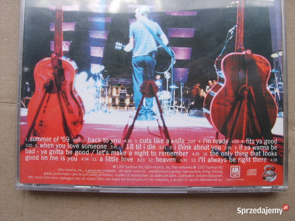 Rock CD bryan adamsunpluged 1997 dolnośląskie Wołów sprzedam