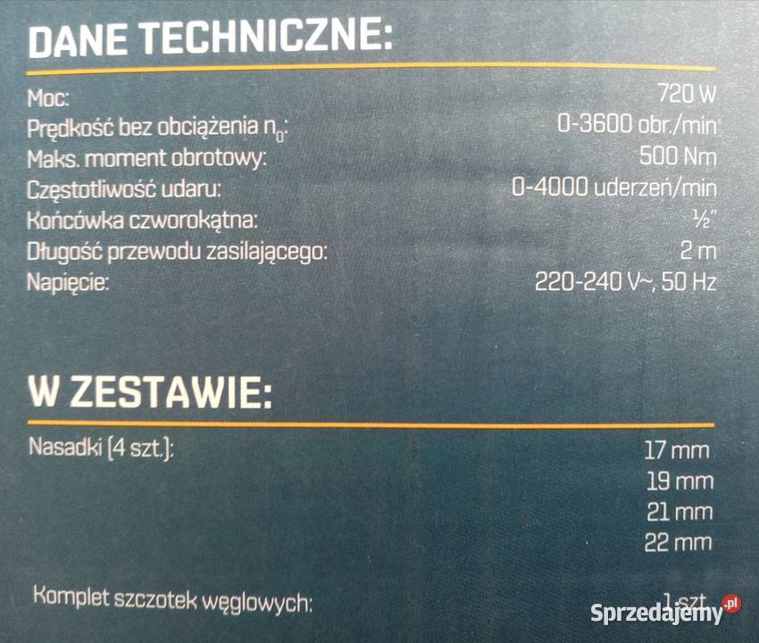 Klucz udarowy 720W z nasadkamiwalizka Nowy Wieliczka