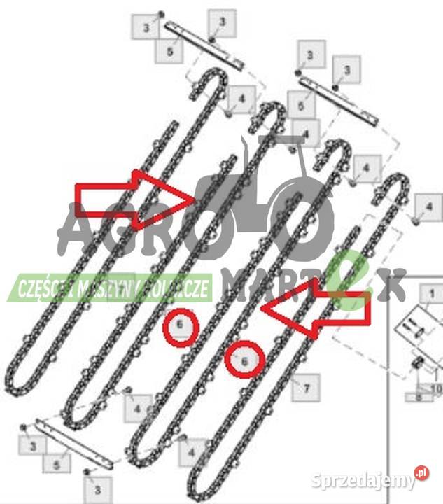 AXE41940 ŁAŃCUCH WEWN PODAJNIK POCHYŁY JD