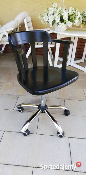 Fotel kręcony drewniany czarny obrotowy krzesło Sulbiny