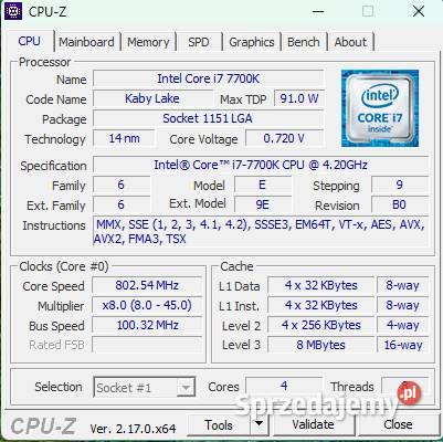 Procesor I7 7700K Płyta główna ASUS Strix Z270F świętokrzyskie Kielce