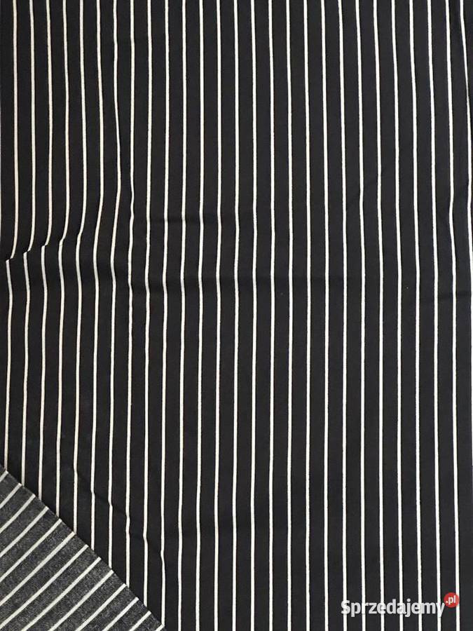 tkanina bawełniana czarna w białe paski szer 1m