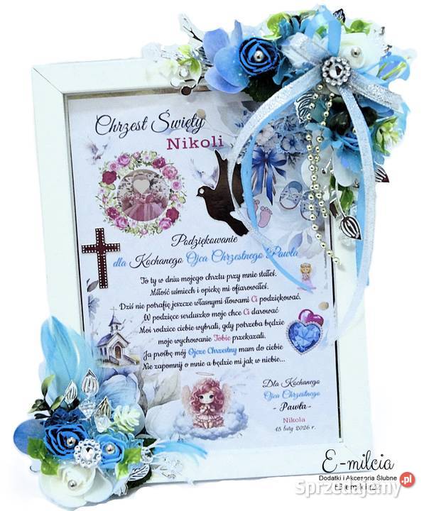 Podziękowanie OJCA CHRZESTNEGO RAMKA 3D CHRZEST