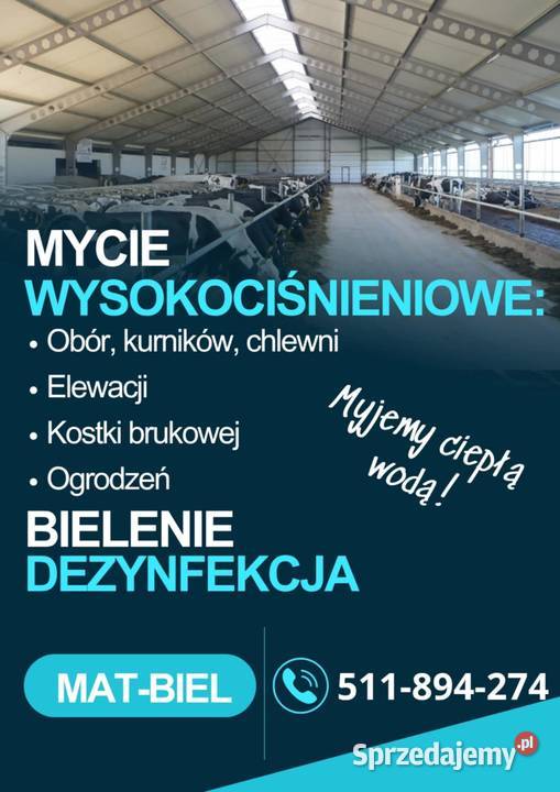 Mycie bielenie obór chlewni kurników CIEPŁA WODA Ostrołęka