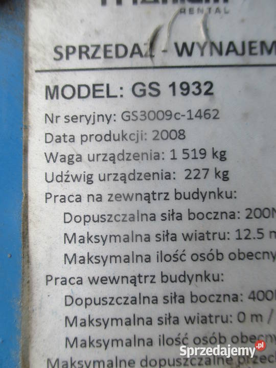 Podnośnik nożycowy zwyżka 8 m Genie GS1932 nie Pleszew