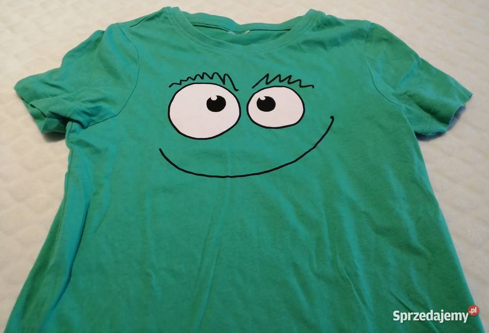 Koszulka krótki rękaw Tshirt zielona buźka 104 Czeladź