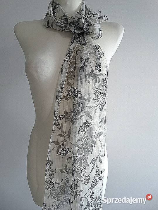 Szalik Jedwabny 93 Naturalny Jedwab Kremowy Dla kobiet Łomża sprzedam