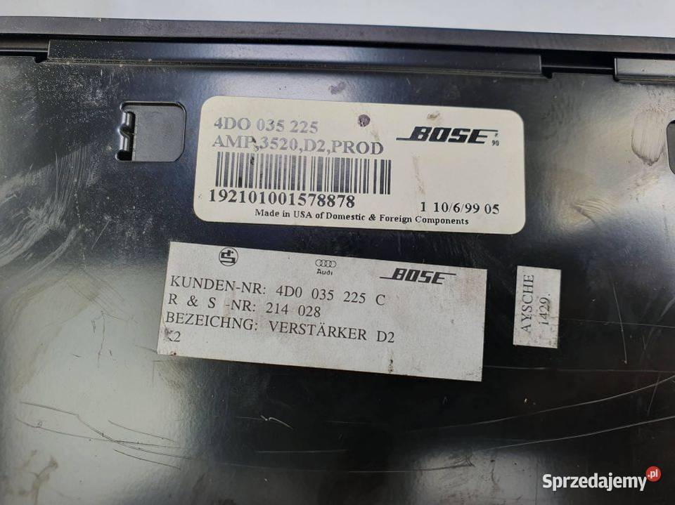 WZMACNIACZ AUDI S8 D2 LIFT 4D0035225 Pozostałe Lipno