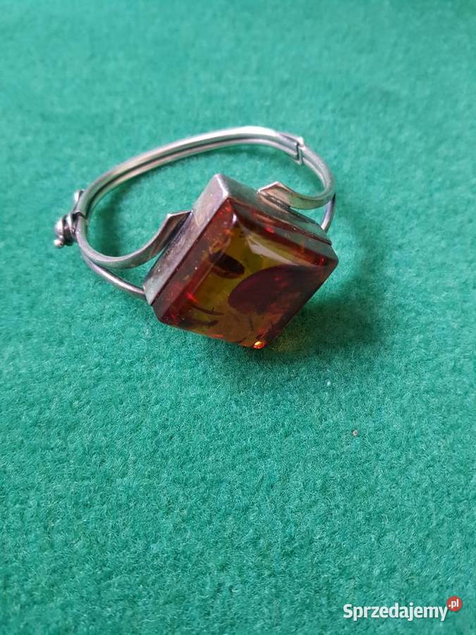 Srebrna bransoleta z naturalnym bursztynem srebro Gdynia