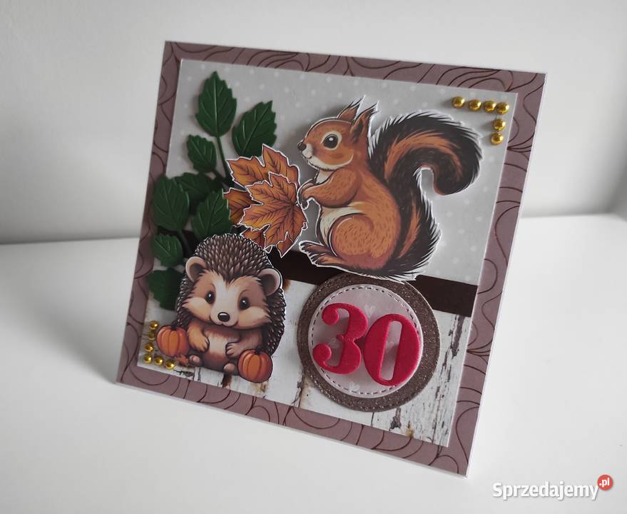 Kartka urodzinowa jesienna ręcznie robiona z