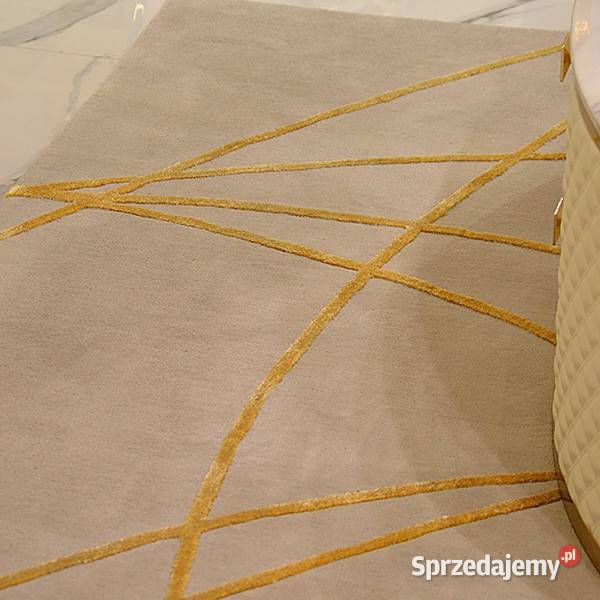 Dywan STRIPES GOLD WełnaWiskoza BeżowoZłoty Warszawa